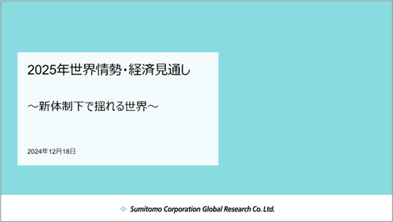 「2025年 世界情勢・経済見通し」～新体制下で揺れる世界～